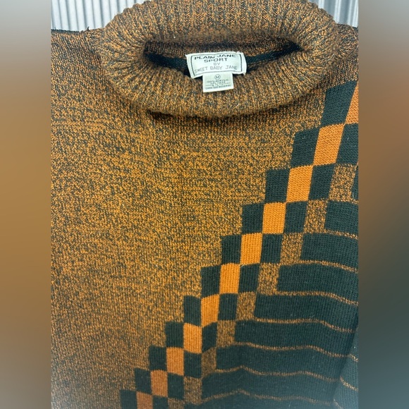 Womens Vintage Sweet Baby Jane Orange Black Turtleneck Sweater Dress Size Medium - Picture 3 of 5